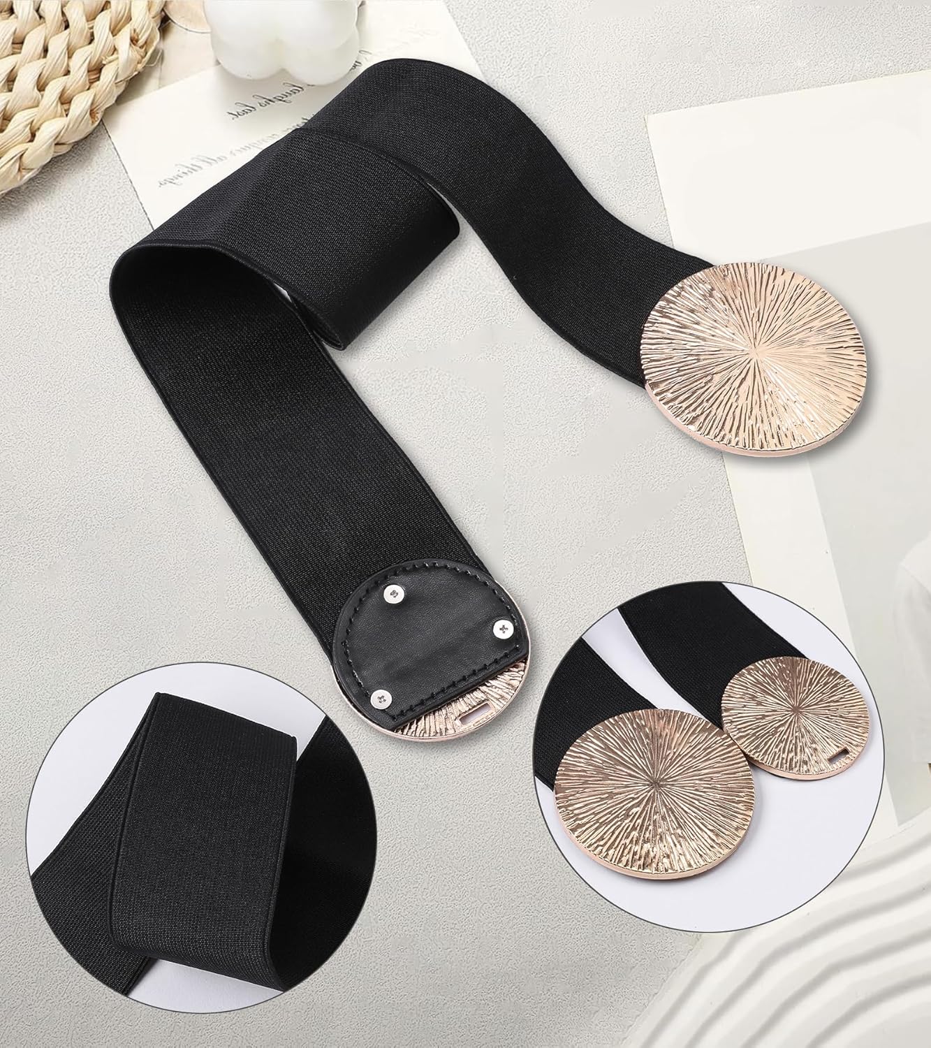 Women Wide Stretchy Waist Belts Elastic Vintage Cinch Belt Waistband for Dresses - Image 5