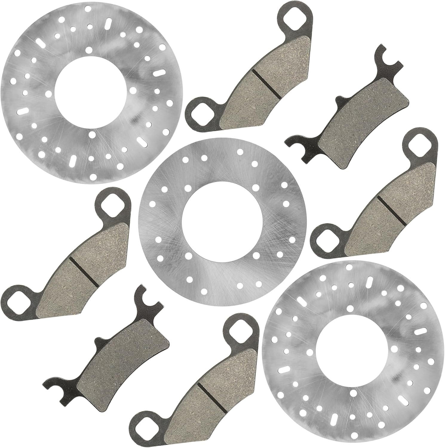 Caltric Front Rear Brake Disc Rotor with Pads Compatible with Polaris Sportsman 500 450 2004 2005 2006