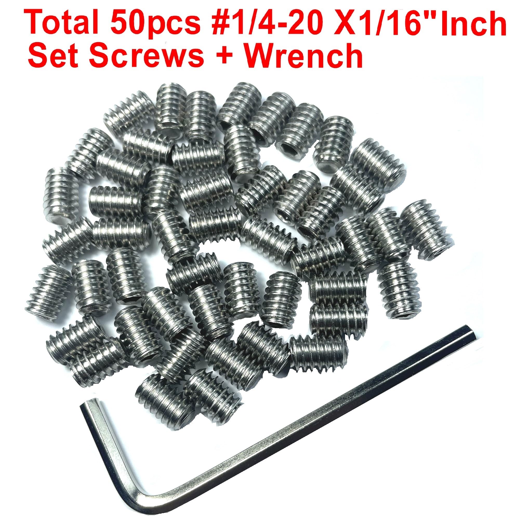 ZDingTech 50pcs Set Screws 1/4-20 x 5/16