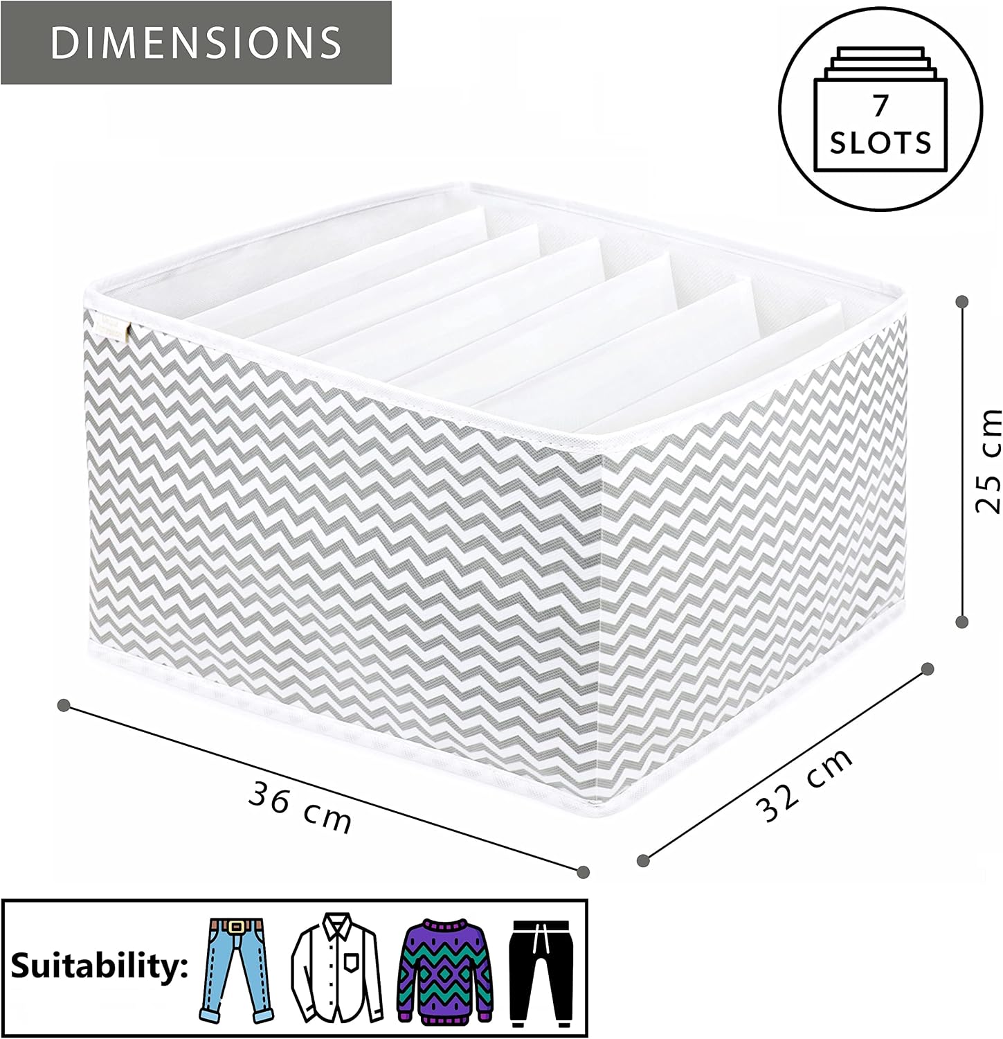 Unique Impression Set of 2 Large Wardrobe Storage Organiser for Jeans Jumpers, Shirts, Sweaters, Trousers, Pants, Leggings - Image 3