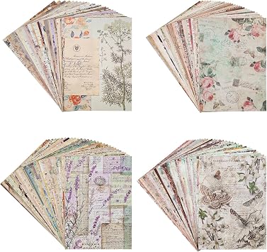 120 Sheets Vintage Scrapbook Paper, 7.9x5.5in, Junk Journal Supplies Decoupage Collage Paper Kit for Scrapbooking Craft Aesthetic Room Decor Wall Art Cottagecore