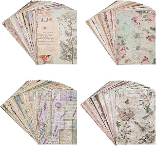 Diakey 120 Sheets Vintage Scrapbook Paper, 7.9x5.5in, Junk Journal Supplies Decoupage Collage Paper Kit for Scrapbooking Craft Aesthetic Room Decor Wall Art Cottagecore