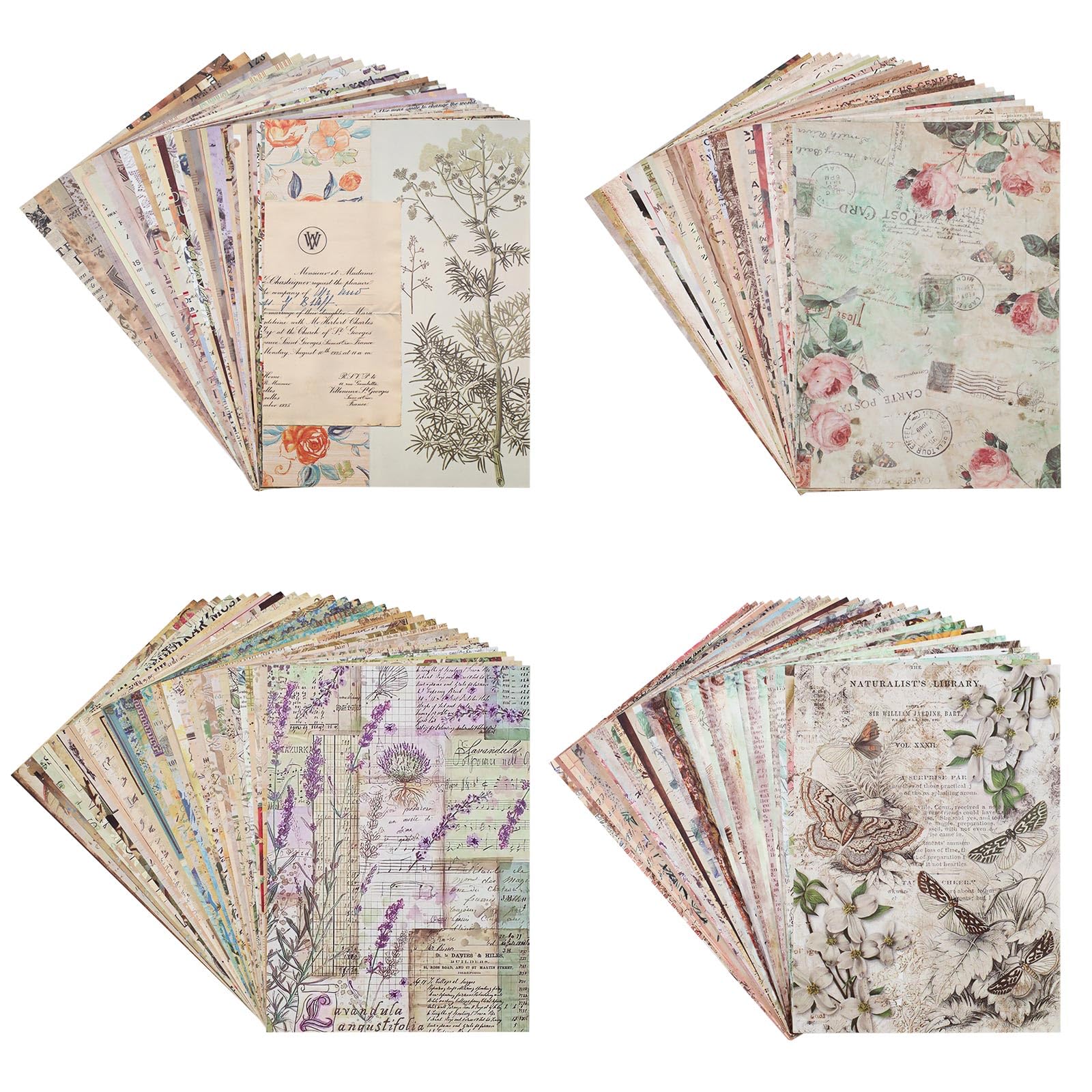 Papier Scrapbooking Vintage - 120 Feuilles 20x14 Cm - 4 Thèmes - Pour Journal, Collage, Décoration - 3