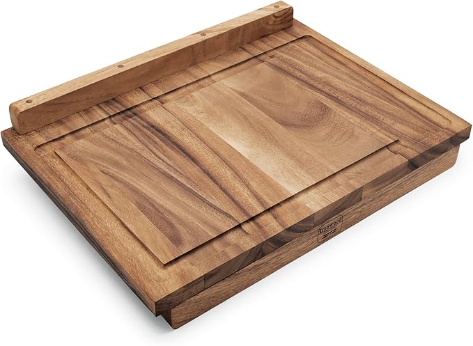 Ironwood Gourmet Oslo End Grain Utility Cutting Board, 14 x 16 Inches, Natural Acacia Wood