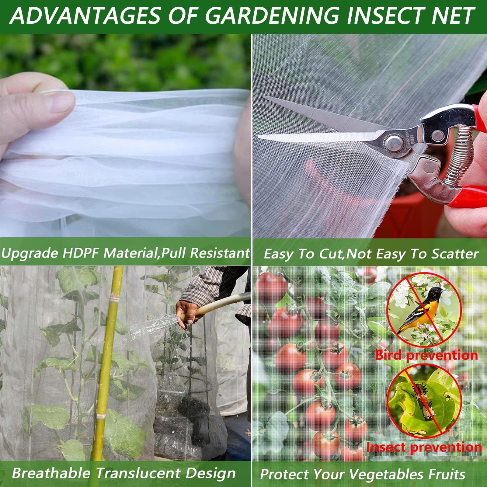 GAOXIAO Red Malla para Cubrir Árboles Frutales, Red Anti Insectos, Malla Antiinsectos, Red Anti-Insectos Malla Fina para Proteger Verduras Plantas Flores Frutas de Jardín 80 Mesh 4x10m