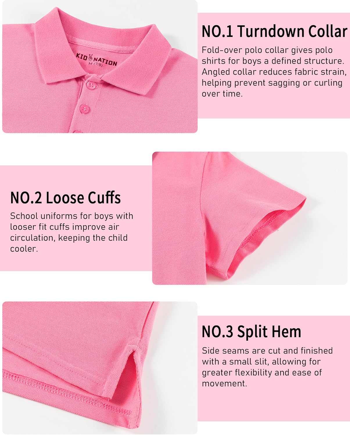 Kid Nation Boys Polo Shirts Kids School Uniform Shirts Short Sleeve Girls Collared Shirts 4-12 Years - Image 5