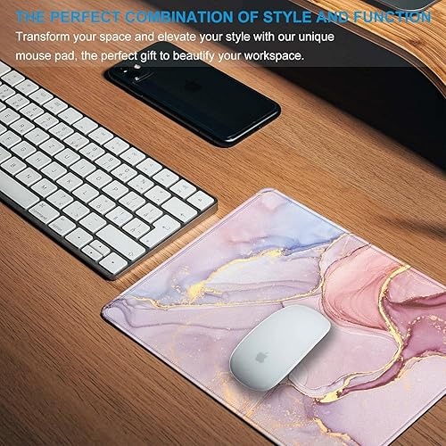 Miniatura 6 de Cindasun Alfombrilla de mouse de mármol rosa, 9.5 x 7.9 pulgadas, alfombrilla de mouse de goma antideslizante para computadora con diseño