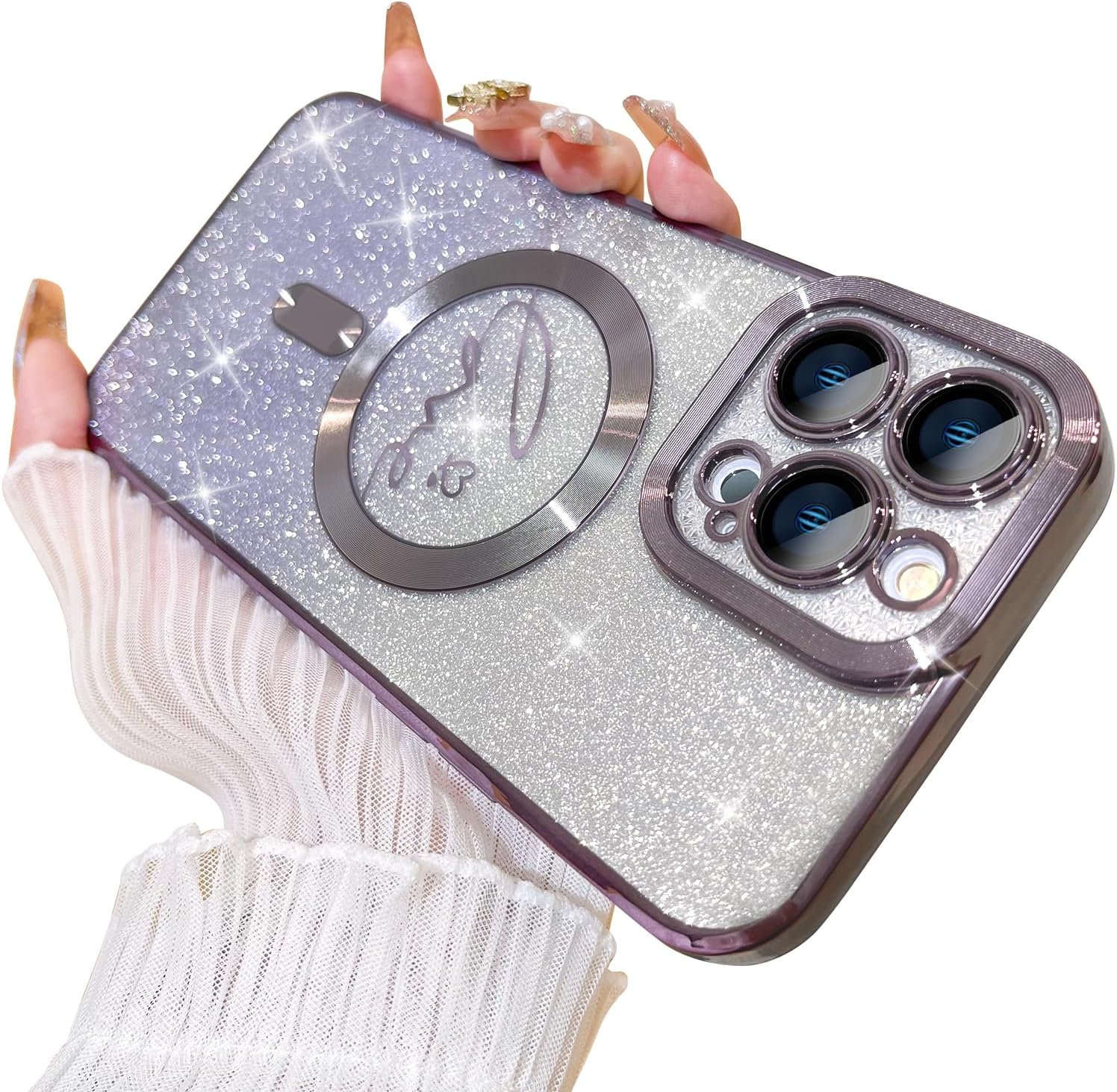 Aazon.co: KANGHAR Copatible With IPhone 13 Pro Agnetic Gradient Glitter Case Luxury Plating