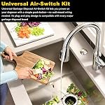 Élimination des ordures Air Kit d'interrupteur - UL Certifié, Bouton anti-sudge en laiton, Kit complet avec Air Adaptateur de tuyau & Cord, convient à toutes les éliminations (Chrome)