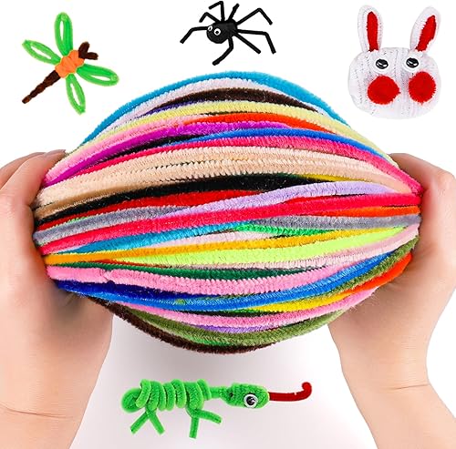 Miniatura 6 de Caydo 3000 piezas de 40 colores limpiadores de pipas de suministros de manualidades con 100 piezas de tallos de felpilla suave para niños, bricolaje