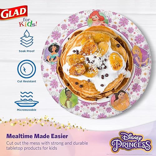Miniatura 3 de Glad Platos de papel para niños de Disney Princess de 10 pulgadas, platos de papel de princesa Disney, platos de aperitivos para niños, platos de