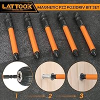 Vista 6 de Pozidriv - Juego de brocas LATTOOK PZ2 Pozi de 5 piezas, destornillador Pozidriv magnético de acero S2, 3 pulgadas de largo