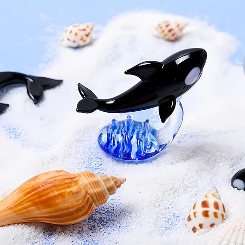 Miniatura 3 de Figuras de ballenas de cristal coleccionables sopladas a mano, escultura de delfines de cristal, pisapapeles de animales marinos para regalos,