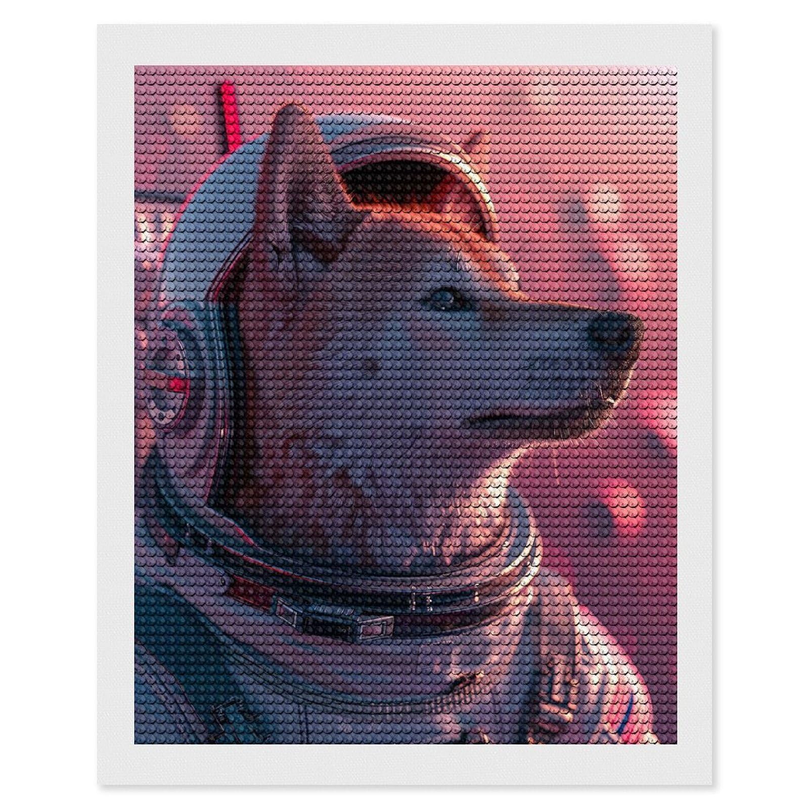 Junmoney Kishu Ken Astronaut Diamond Art Kit 16"x20", Gift Idea, for Family Craft Time, Mindful Craft Activity, Boho Decor, Relaxing DIY Hobby
