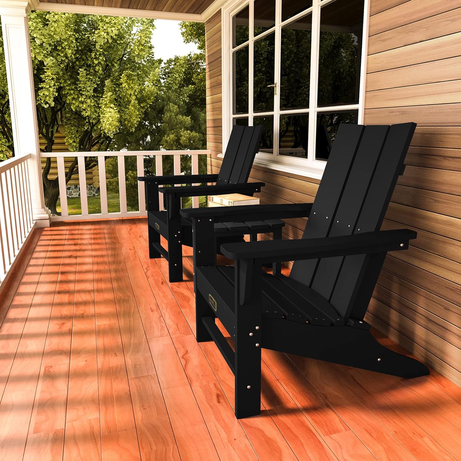 SERWALL Modern Adirondack Chair, Oversized Hips Adirondack Chair -Black : Patio, Lawn & Garden