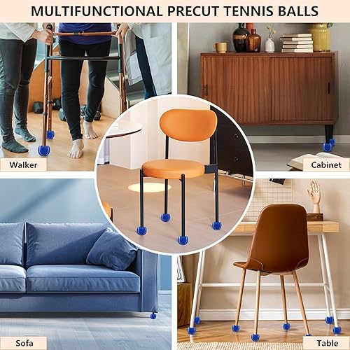 Miniatura 8 de Paquete de 90 pelotas de tenis precortadas a granel para patas de muebles, pelotas de tenis, sillas de pelotas de tenis para pelota de protección de