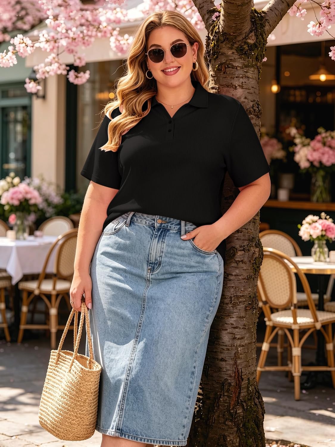 HDLTE Womens Plus Size Polo Shirts UPF 50+ Quick Dry Golf Shirt 2 Button V Neck Collared Short Sleeve Business Casual Tops