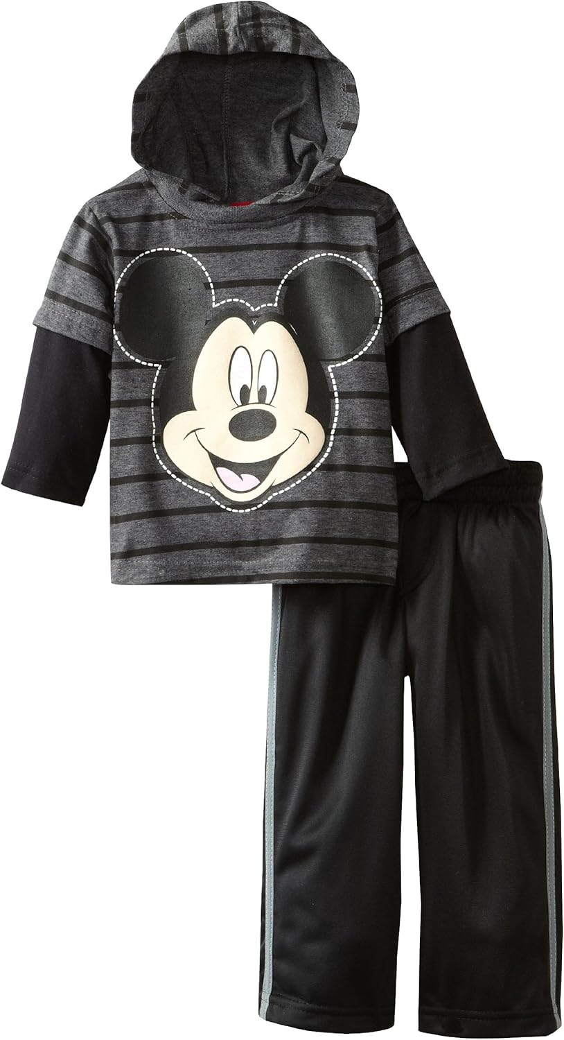 Disney Baby Boys ' 2 Piece Stripped MickeyマウスPulloverhoodとパンツ