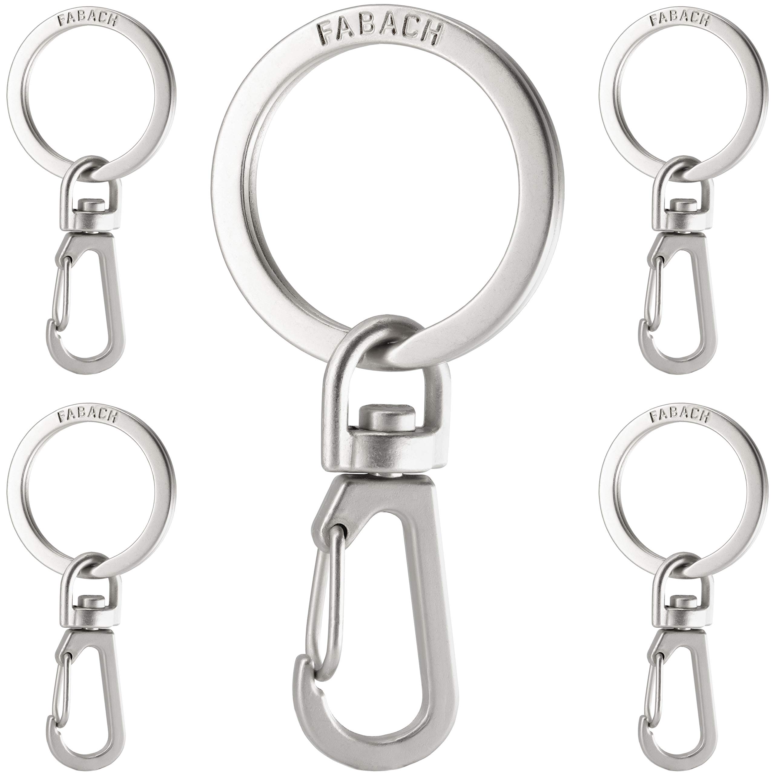 FABACH Carabiner Keychain with Rotating Ring Carabiners Small Detachable Carabiners Mini Strong Key Ring Carabiner Carabiner for Keys and DIY, silver, 5er Pack, key ring