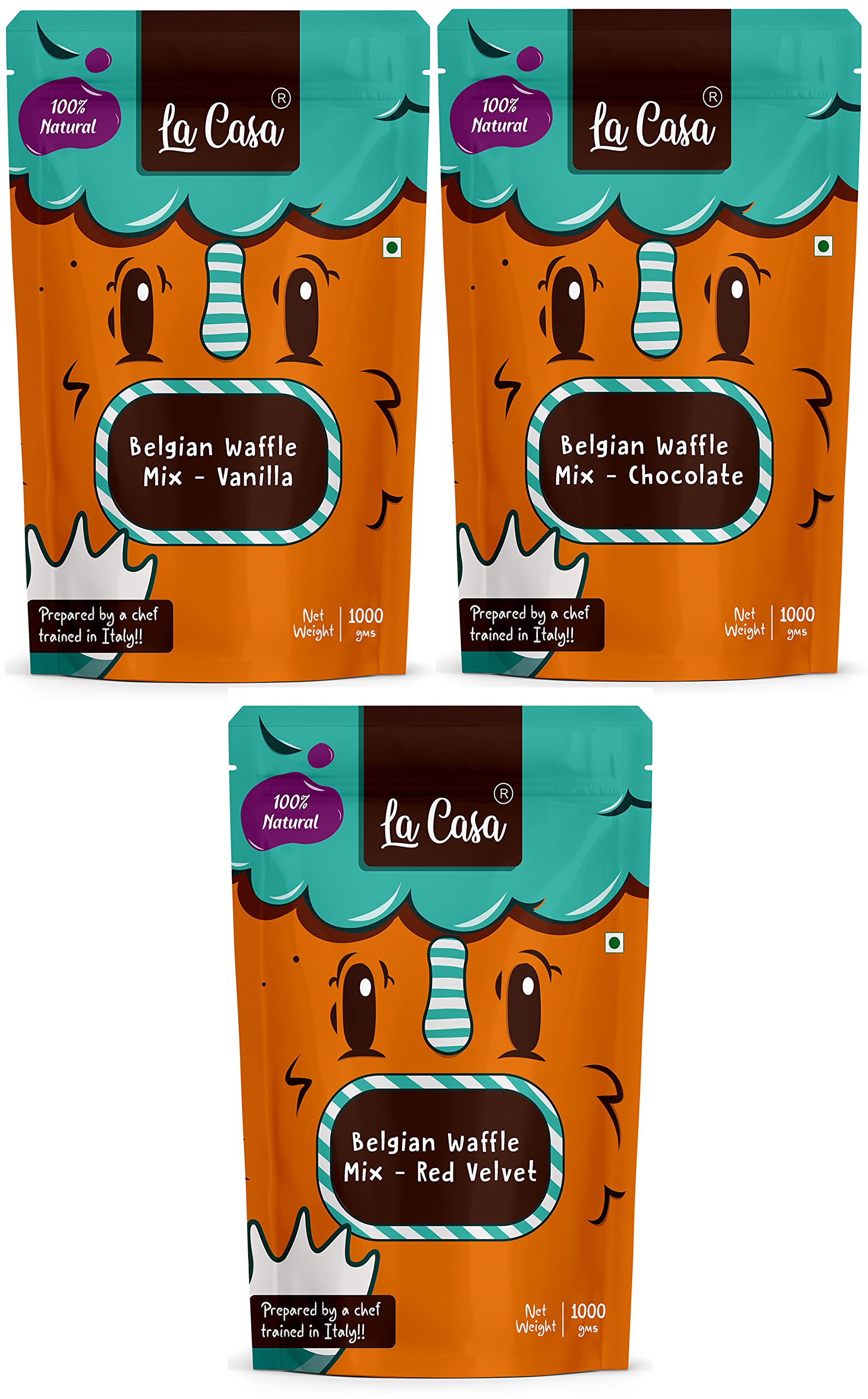La Casa Multigrain Belgian Waffle Mix - Vanilla+Chocolate+Red Velvet | Vegan & Crispy | Combo Pack of 3 | Bulk Pack | 3x1kg | (B09ZTBSNGW) Amazon Price History, Amazon Price Tracker