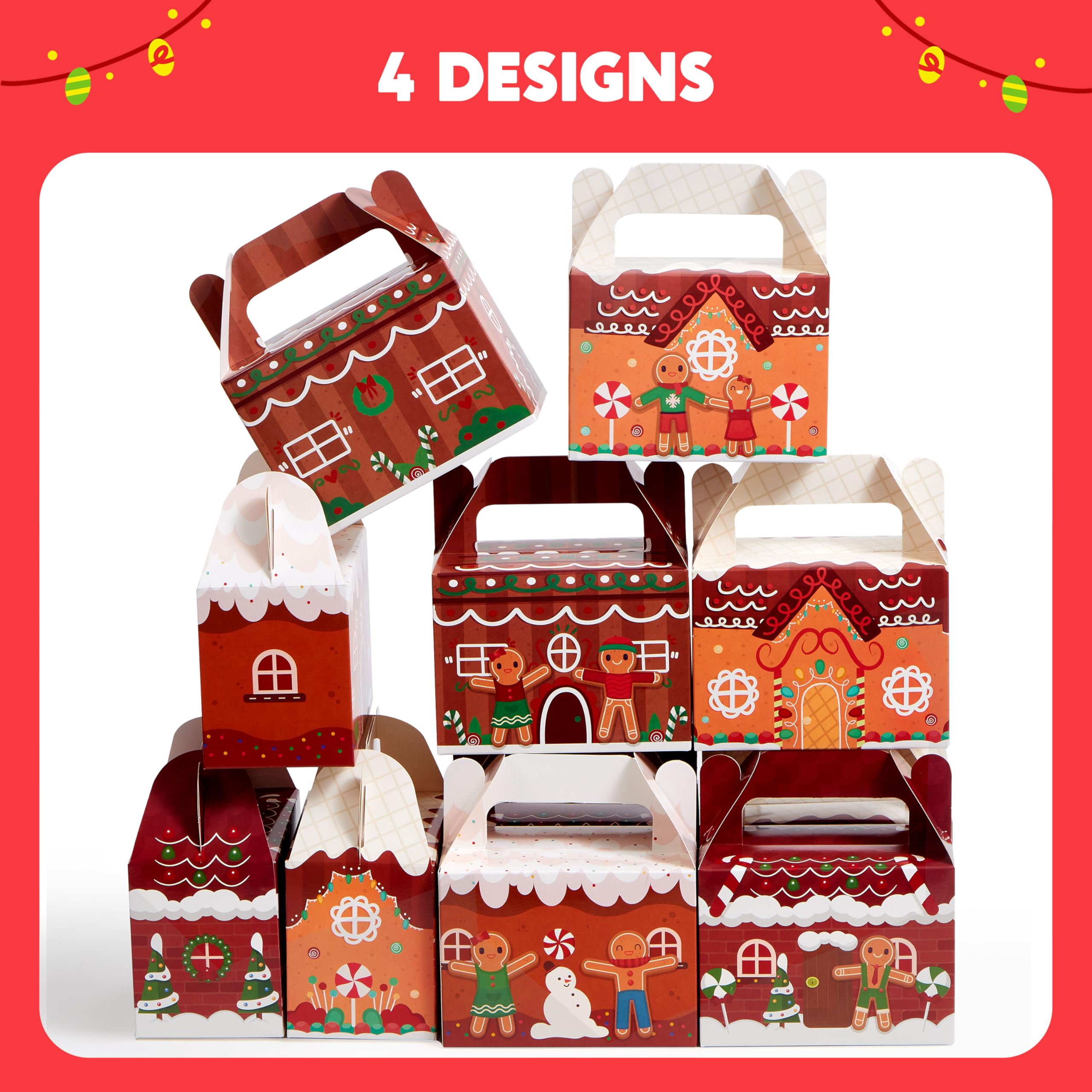 JOYIN 24 cajas de cartón para galletas navideñas 3D para regalos de Navidad, suministros de fiesta para la escuela, el aula