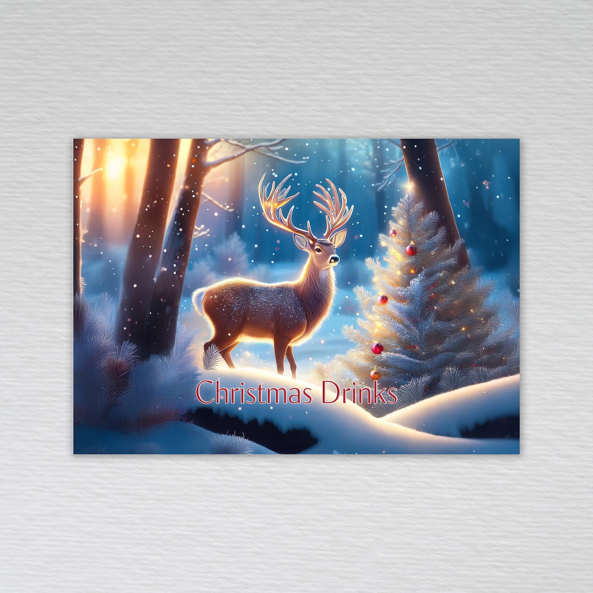 Christmas Drinks Invitations, Christmas Drinks Party Invitation Cards: Reindeer Forest Christmas Drinks Invites (Pack of 50 without Envelopes)
