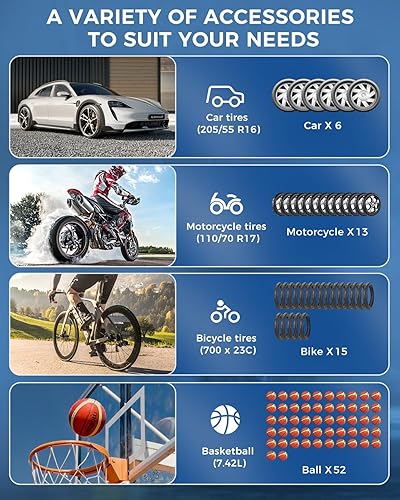 Miniatura 8 de Compresor de aire portátil para inflador de neumáticos, bomba de aire inalámbrica KEEPUP de 150 PSI con batería recargable para neumáticos de