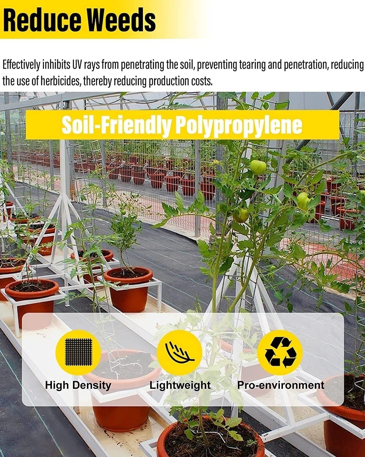 Rollo de tela resistente a los rayos UV para control de malas hierbas, multiusos, para jardín, paisajismo (0,5 m x 40 m) para una prevención eficaz de malas hierbas