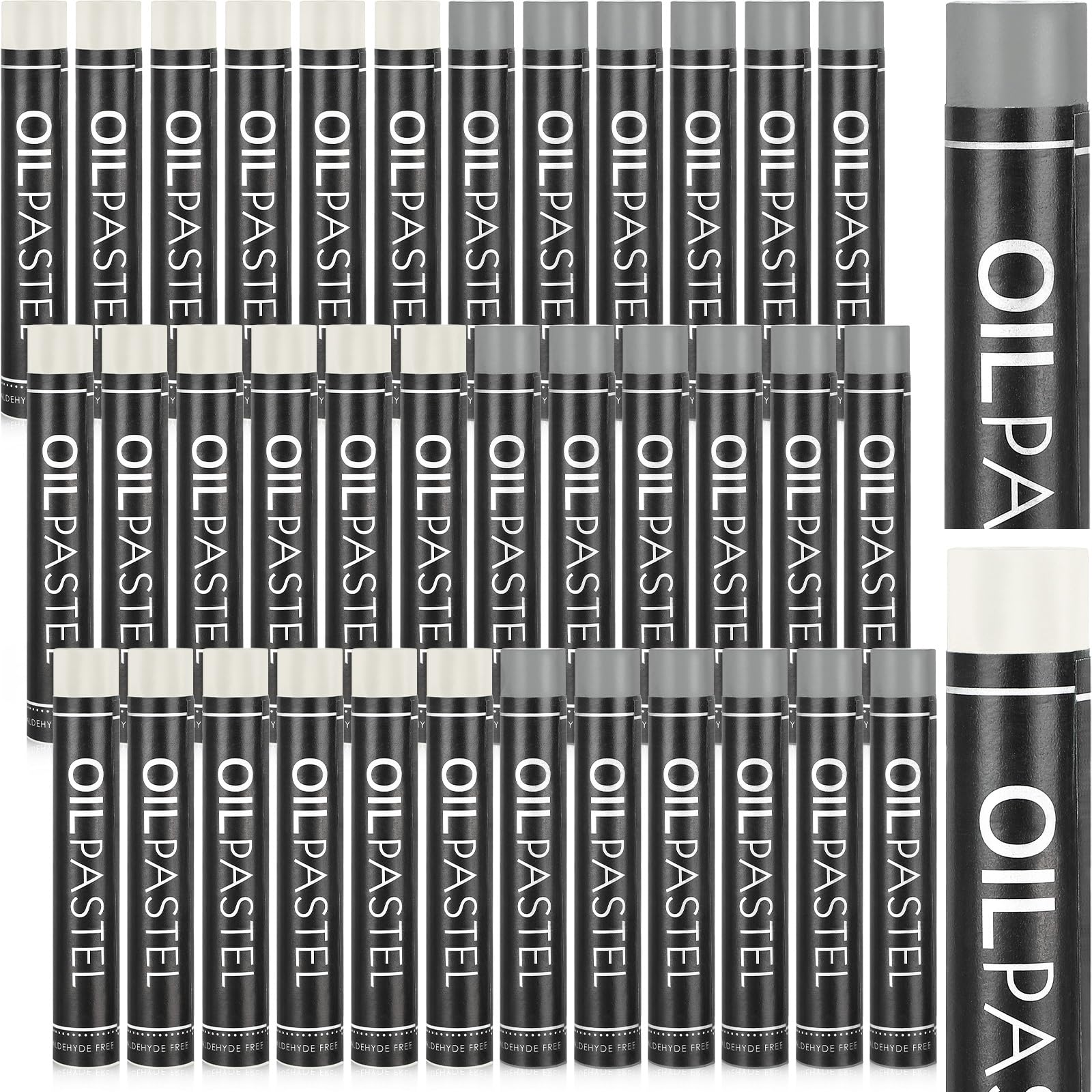 Geyoga 36 Pcs Soft Oil Pastels Bulk Artists Oil Crayons Single Color Creamy Pastels for Art Painting Drawing Blending for Back to School First Day of School Kids Students Artists(White, Gray)