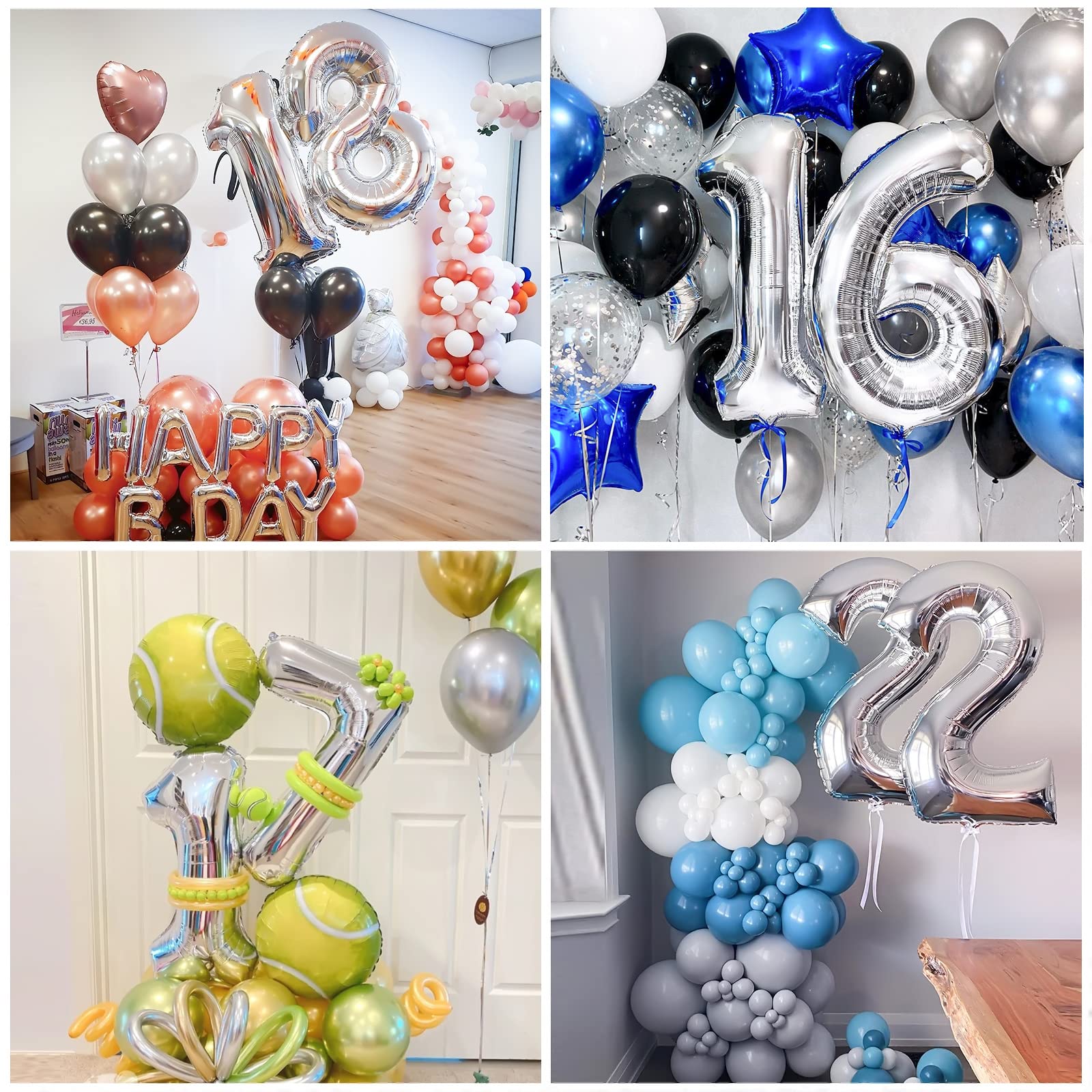 cijferballon negen - metallic matroze - 86 cm