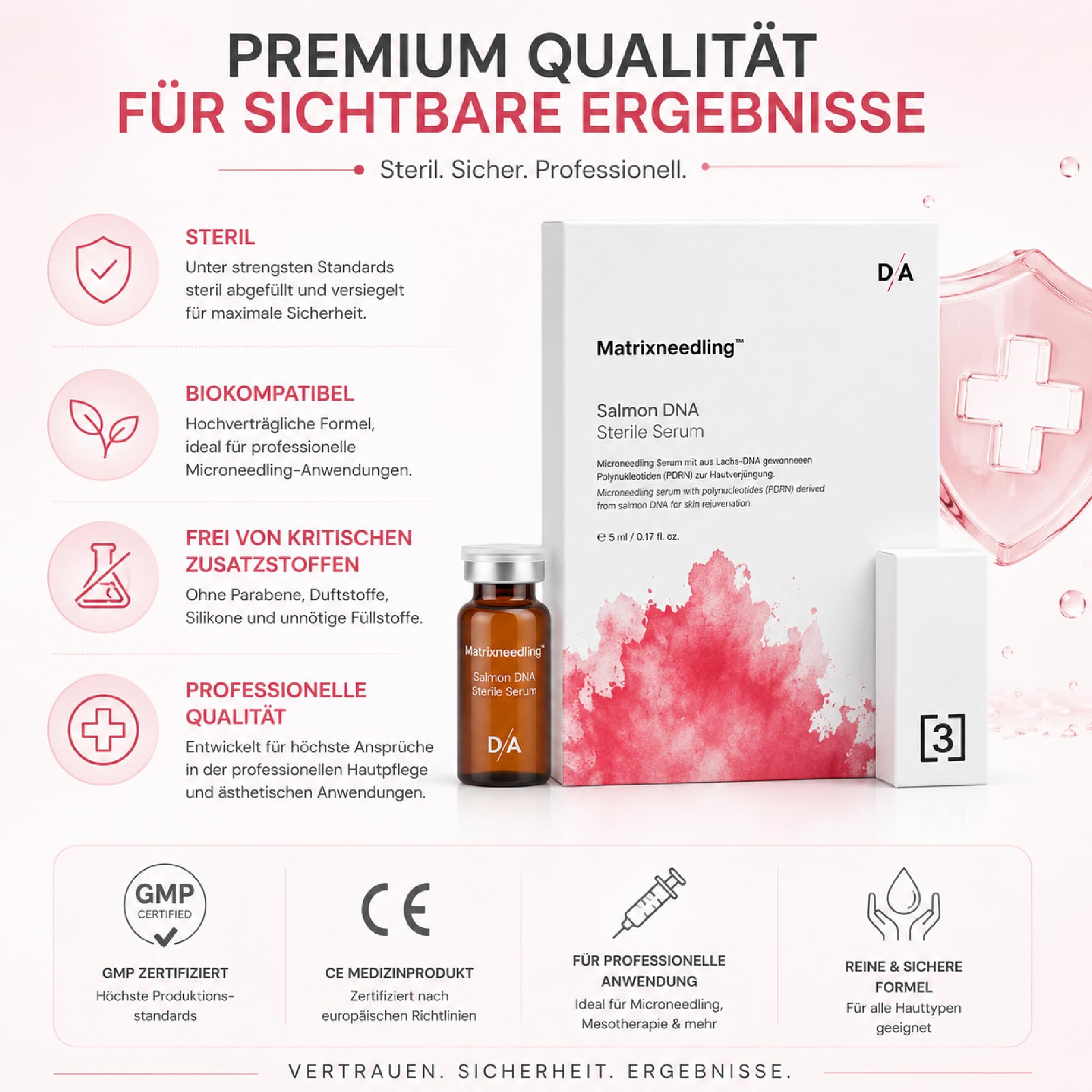 Matrixneedling™ Salmon DNA PDRN Serum – Steriles Microneedling Serum mit Polynukleotiden aus Lachs DNA, Niacinamide & Kollagen Booster – Anti Aging Collagen Peptide Serum
