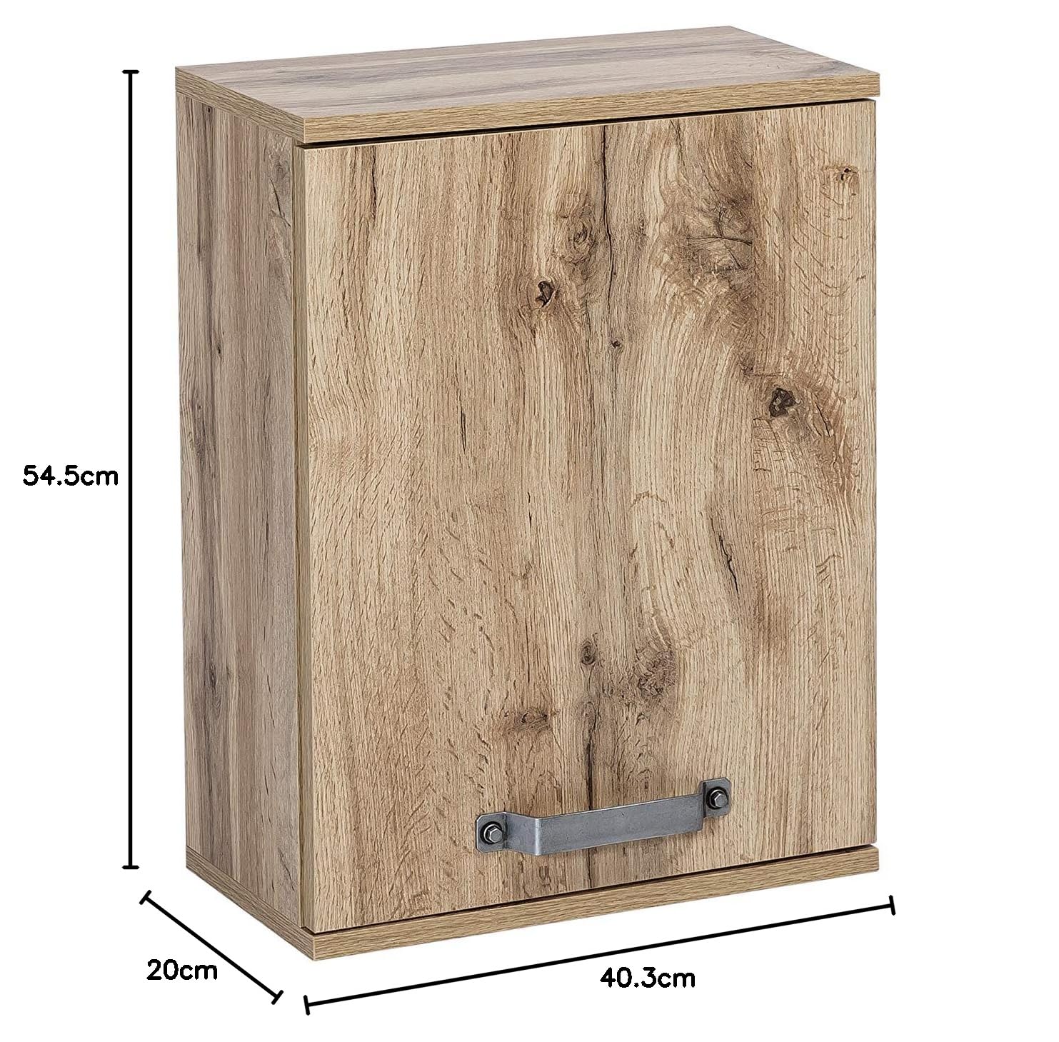 Schildmeyer Milan Hängeschrank 134884, Eiche Landhaus Dekor, 40.3 x 20 x 54.5 cm