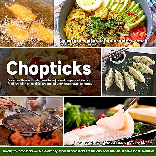 Miniatura 4 de 10 pares de palillos de madera dura reutilizables tallados a mano, palillos de madera natural, palillos chinos de alta calidad, adecuados para