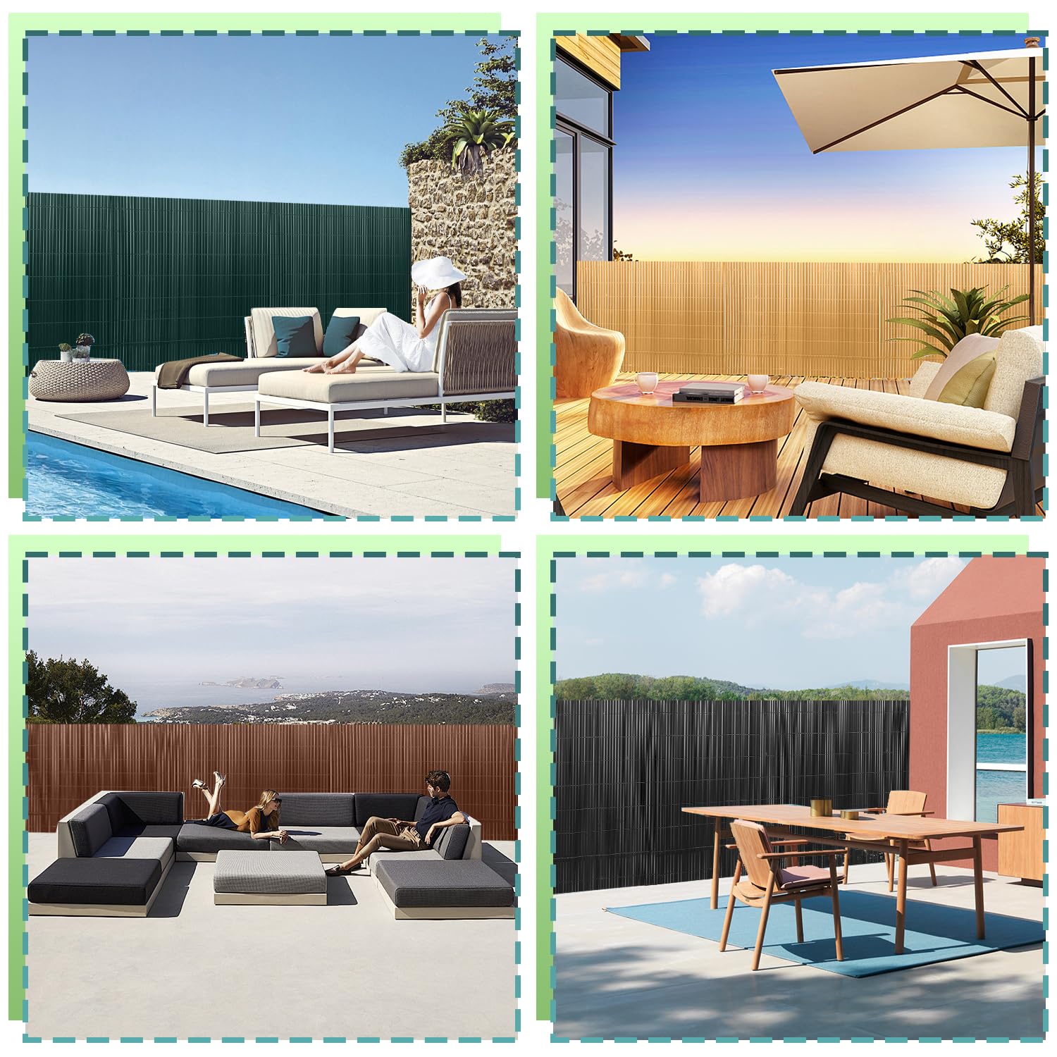 Canisse en PVC, Brise Vue en PVC 160 x 500 cm, Clôture de Jardin avec Serre-câbles, Brise-Vue pour Jardin, Balcon, terrasse, clôture, Renforcement intérieur en 4 Poids, Bambou