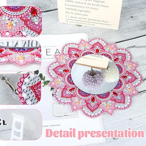 Miniatura 4 de Espejo de pintura de diamante para adultos, kit de pintura de diamantes de cristal con forma especial, espejo de maquillaje, Navidad, Halloween,