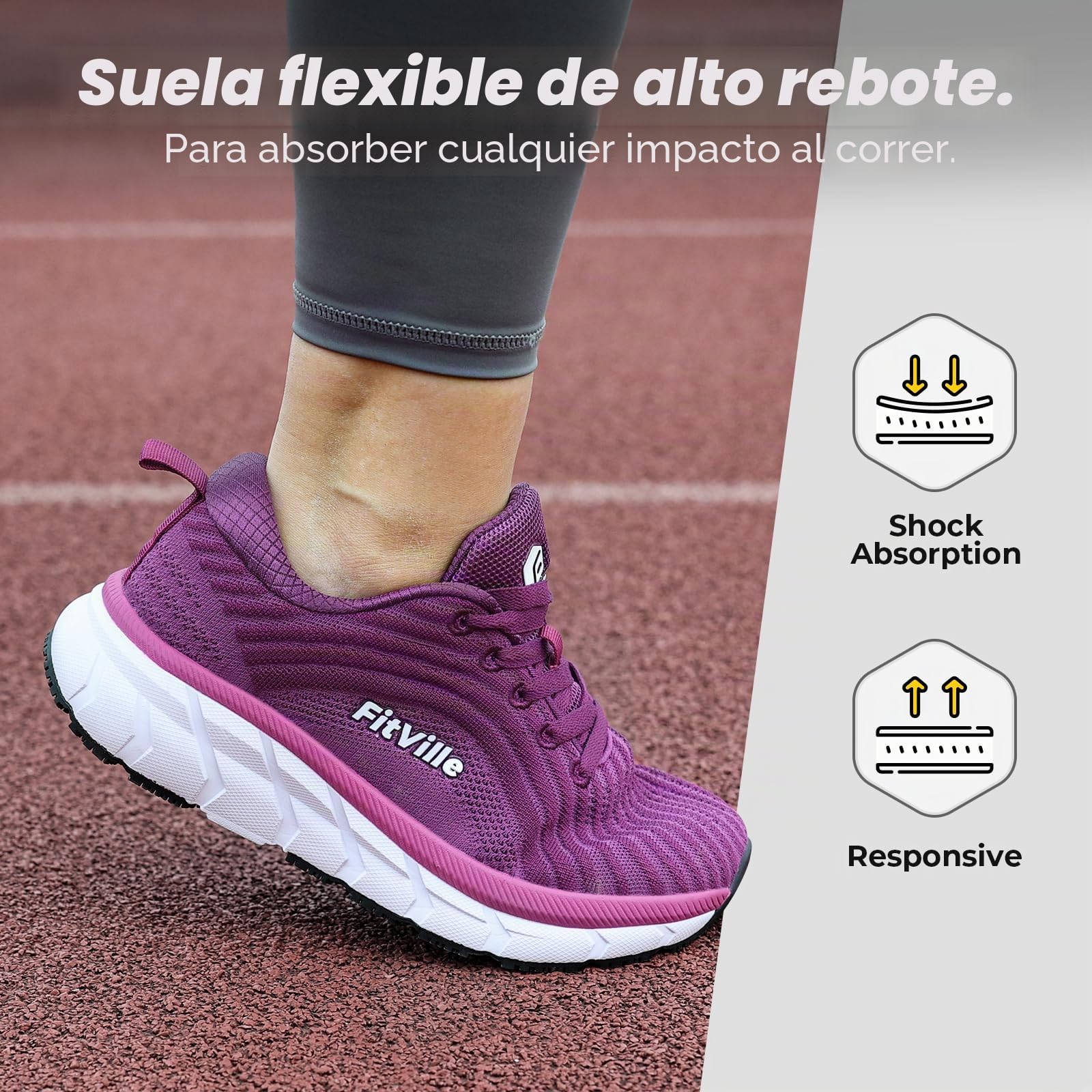 FitVille Zapatillas Running Mujer Anchas Ligeros Zapatos Gimnasia Deportivos Transpirables Caminar
