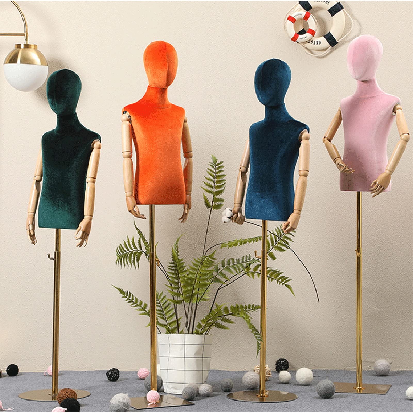 Child Mannequin Torso Body, Clothing Store Dummy Model with Microfiber Cover, 2 8 Years Old Shop Window Shooting Display Stand, 6 Colors (Dark Gre