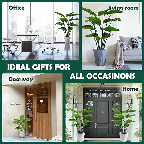 Miniatura 6 de Árbol artificial de 43.3 pulgadas con maceta, plantas de piso de imitación para decoración de cocina de granja, decoración para plantas artificiales