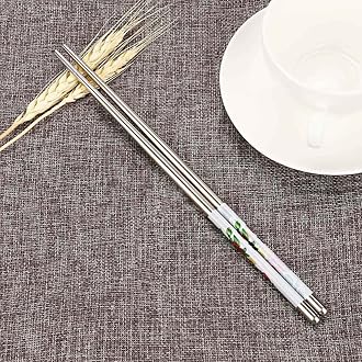 Pattern Length Pair Stainless White Chopsticks 1Pair Flower Kitchen，Dining Bar Kitchen Table Mats (C, One Size)