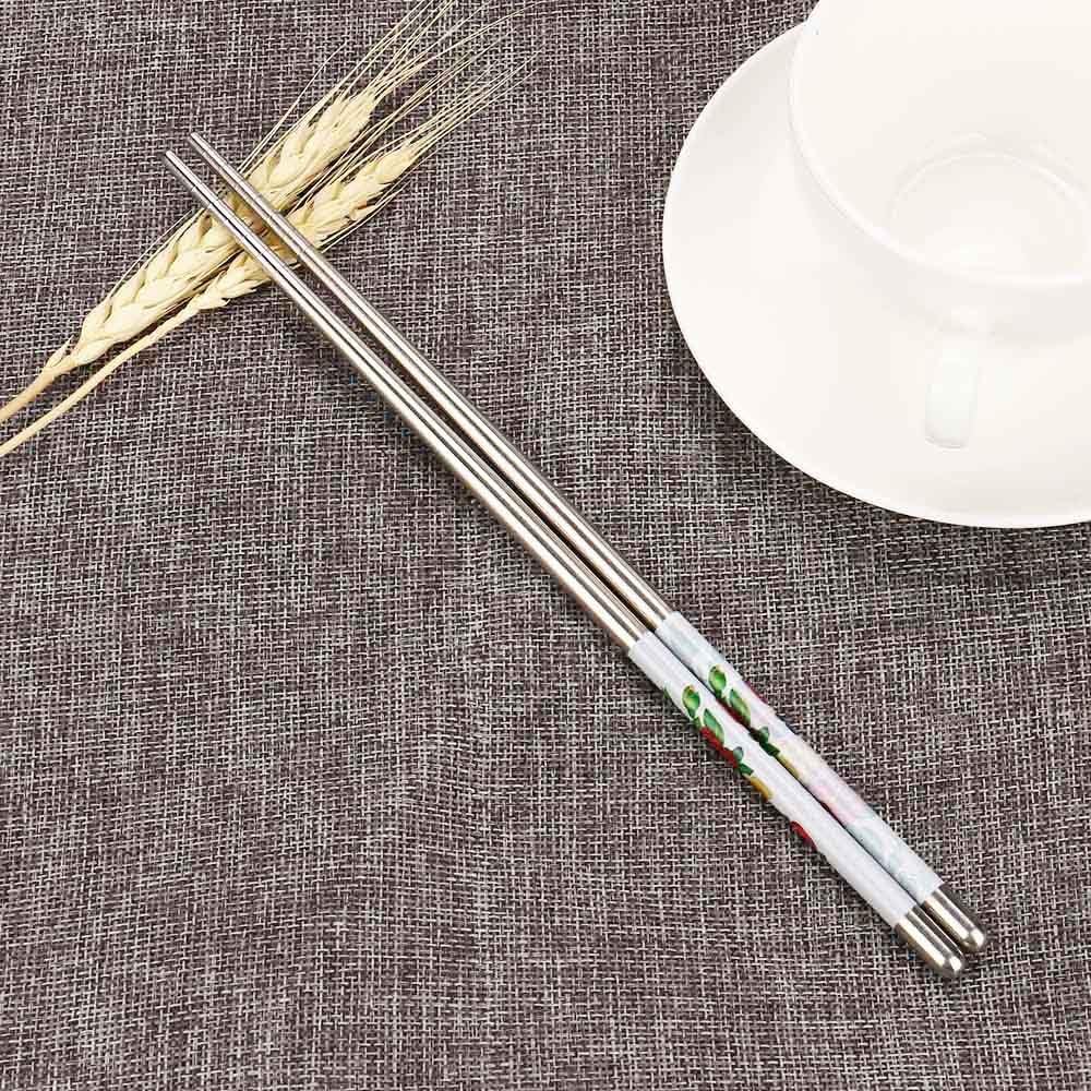 Pattern Length Pair Stainless White Chopsticks 1Pair Flower Kitchen，Dining Bar Kitchen Table Mats (C, One Size)