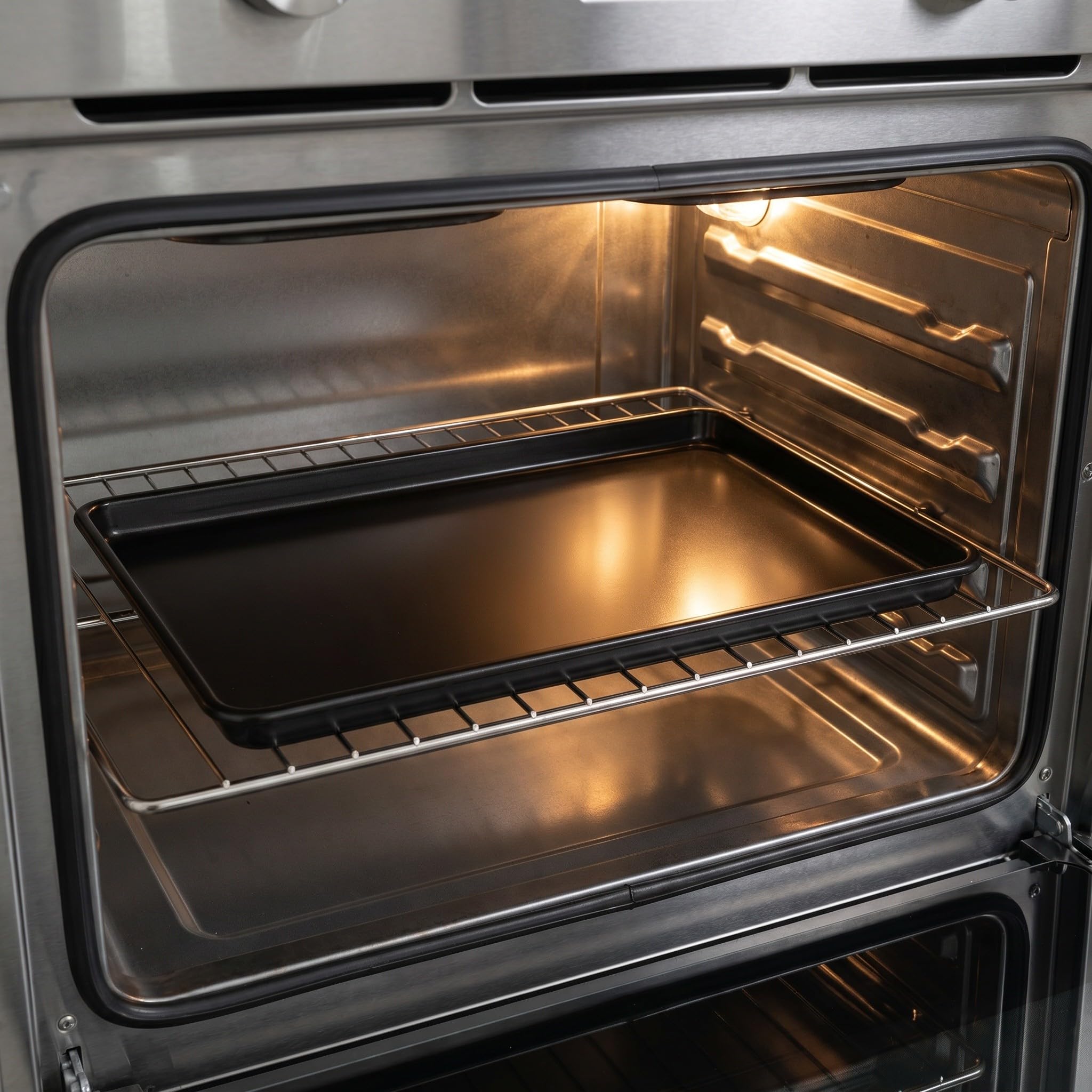 ibasenice Bandeja para lasaña de acero al carbono: Bandeja metálica para hornear de 44,5 x 30 cm, para horno para hornear pasteles, brownies, galletas, asar y guisar.