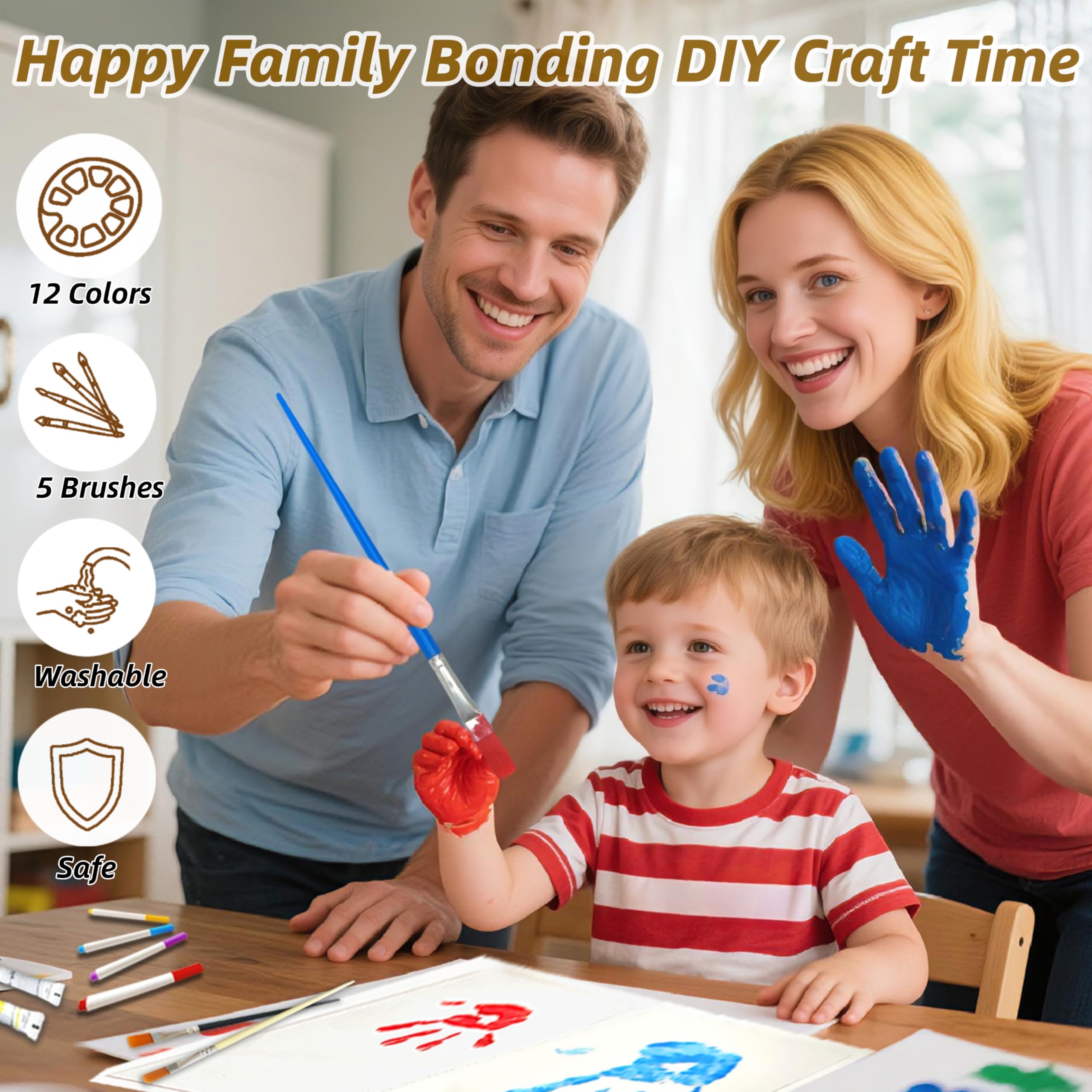 Kit de marco de huellas de manos familiares para 4 con 12 colores y 12 bolígrafos, divertido recuerdo de huellas de manos, regalos familiares para Navidad, Día de la Madre, Día del Padre, cumpleaños