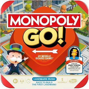 Monopoly GO! Board Game | Inspired by the popular mobile board games | Ages 8+ | For 2-4 Players | 15 Minutes | Family Game | Travel Games for Kids and Adults