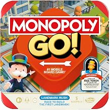 Monopoly GO! Board Game | Inspired by the popular mobile board games | Ages 8+ | For 2-4 Players | 15 Minutes | Family Game | Travel Games for Kids and Adults