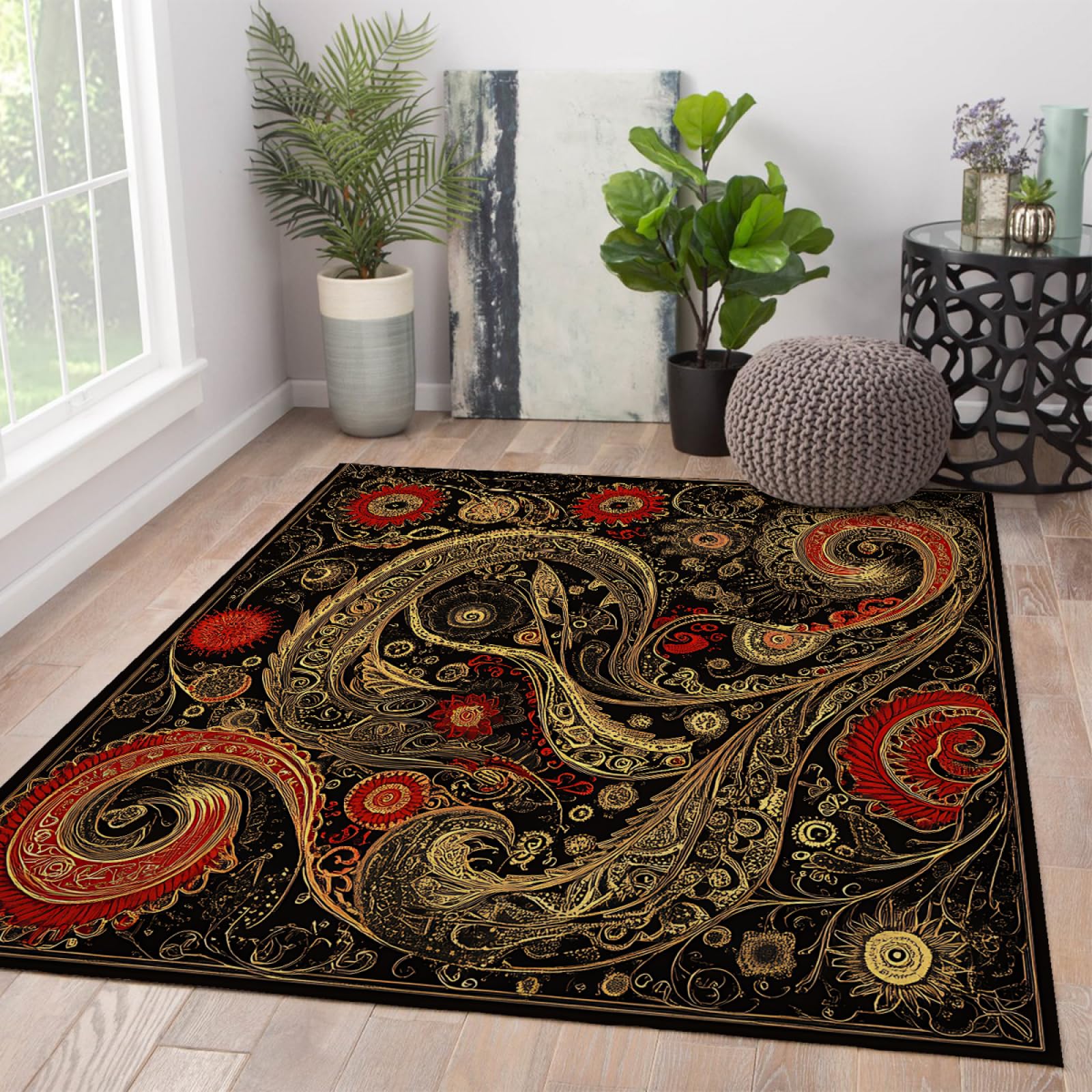 Retro artystyczne dywaniki do salonu sypialni dekoracja abstrakcyjny geometryczny wzór boho dywanik antypoślizgowy antypoślizgowy wzór paisley wycieraczka 80 x 150 cm