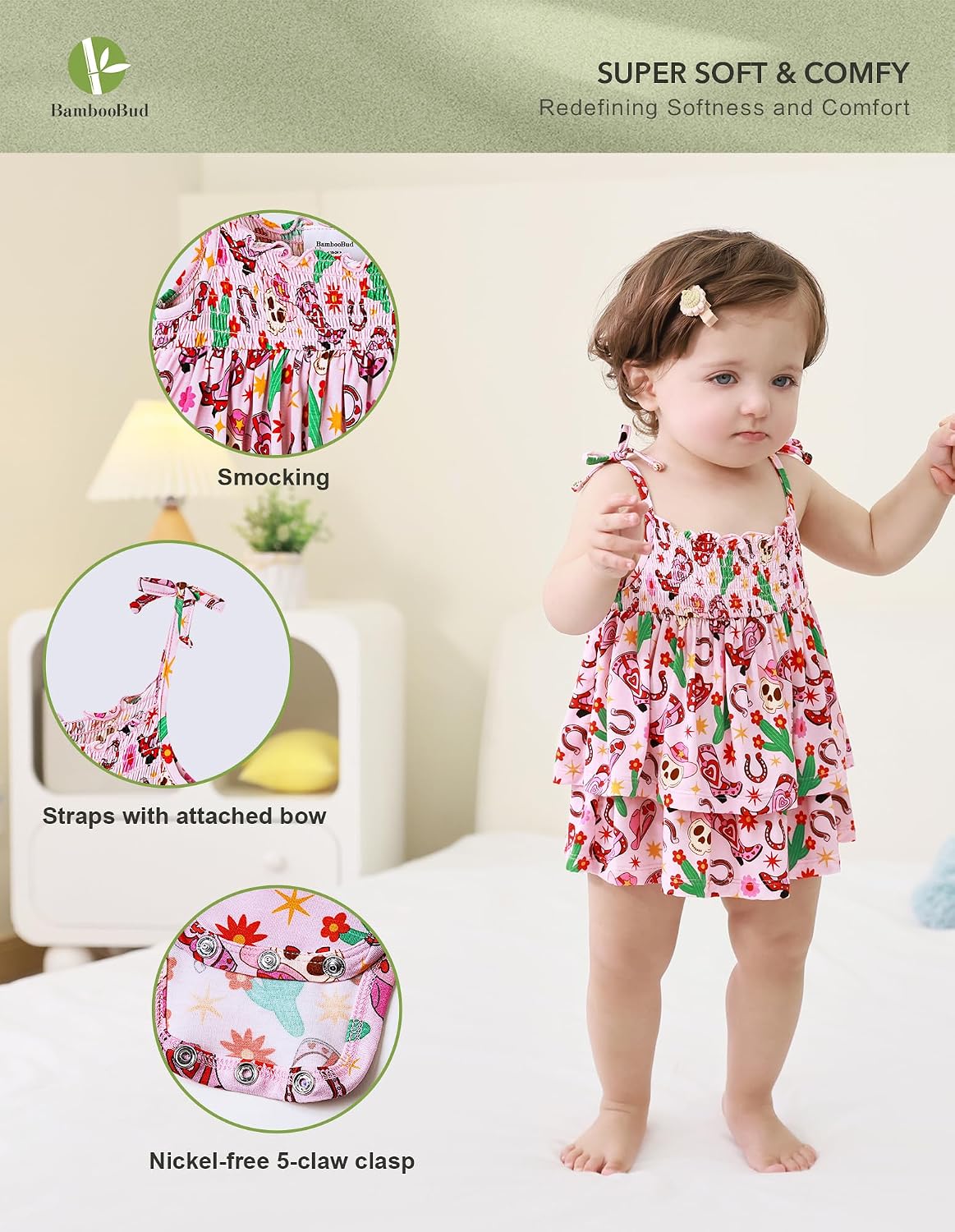 Baby Girl Bodysuit Soft Jumpsuit Sleeveless Bodysuits Dress Viscose from Bamboo Romper for Infant 3-24 Months