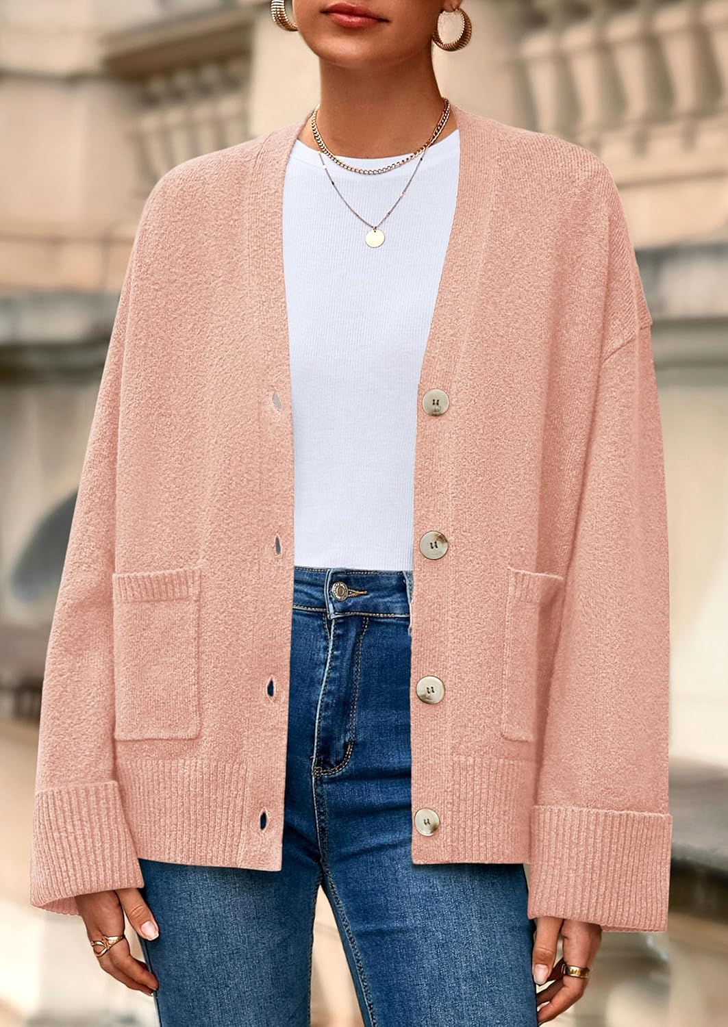 PRETTYGARDEN Women's 2026 Oversized Cardigan Sweaters Trendy Chunky Knit Long Sleeve V Neck Button Down Fall Winter Outfits - Image 3