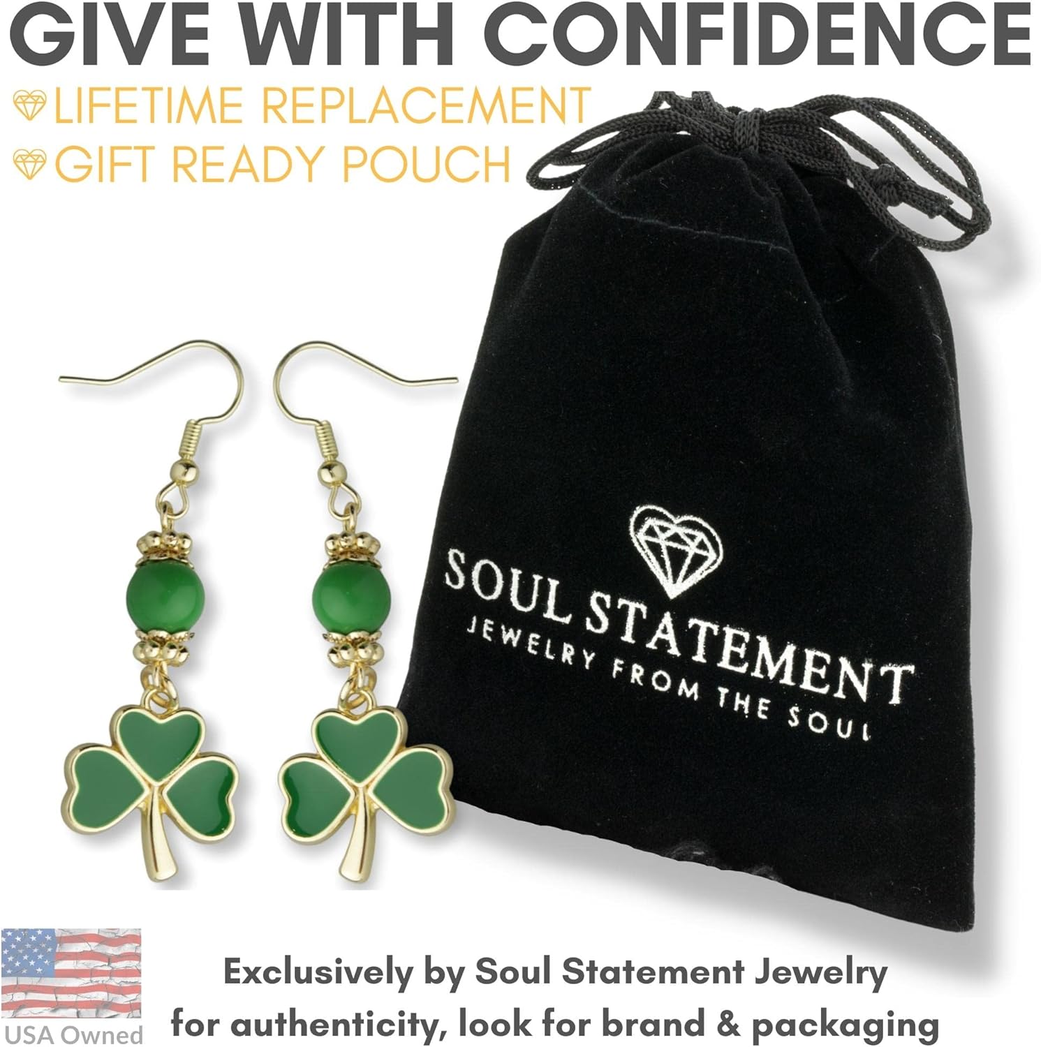 Lucky Shamrock Dangle Earrings for Women, St Patrick's Day Accessories Green Bead 4-Leaf Clover Dangles - Image 5