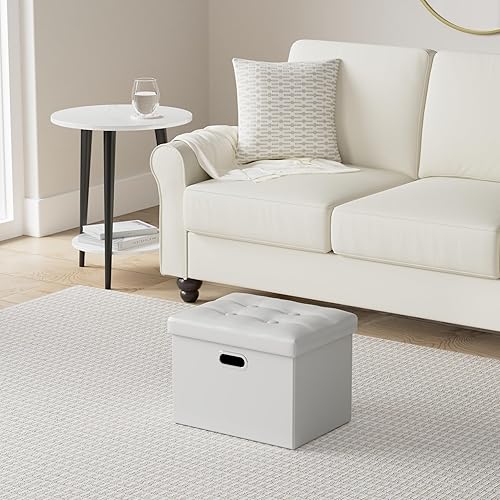 Miniatura 28 de COSYLAND - Reposapiés u otomano con almacenamiento plegable de piel, con agujero para agarrar, para habitación, tamaño pequeño, rectangular, 17 x 15