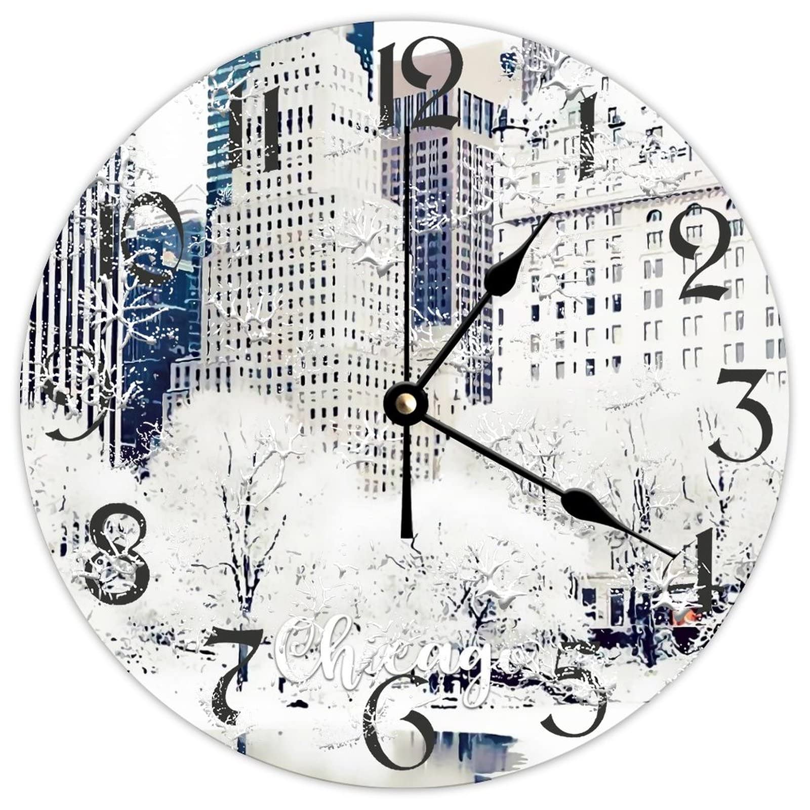 Horloge murale ronde en bois Chicago de 38 cm pour une décoration vintage rétro